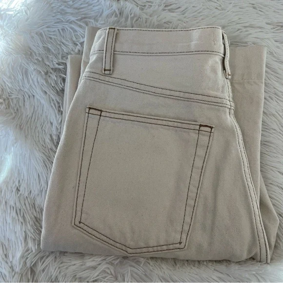RE/DONE Womens Original 70s Pocket Wide Leg Jeans 27 Cream Rinsed Birch NWOT
